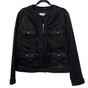 NWT CARMEN MARC VALVO Faux Suede Collarless Blazer Jacket XL